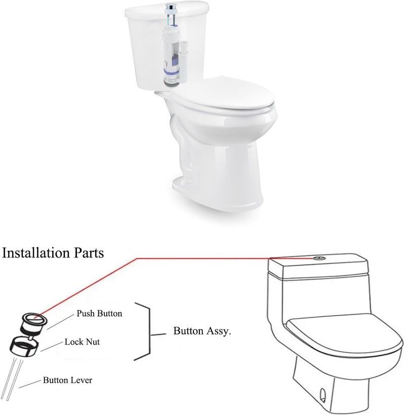 Lychee Light Dual Flushing Toilet Push Button Spare Parts, Top Toilet Button Replacement, Compatible with Geberit & Kohler, Satin Chrome, 1.5inch (38mm) Hole, Toilet Tank Lid (2-Pack) - Image 5